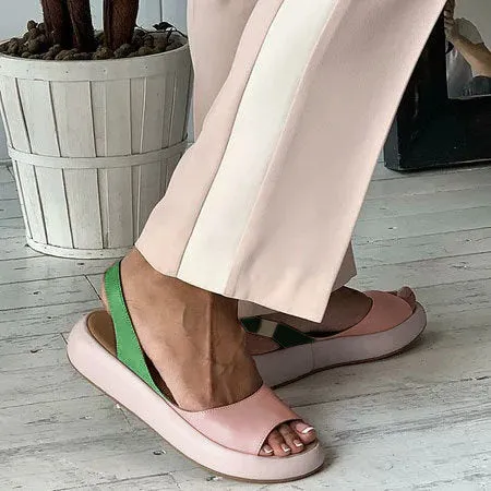 Flat Leather Slip-On Cutout Sandals