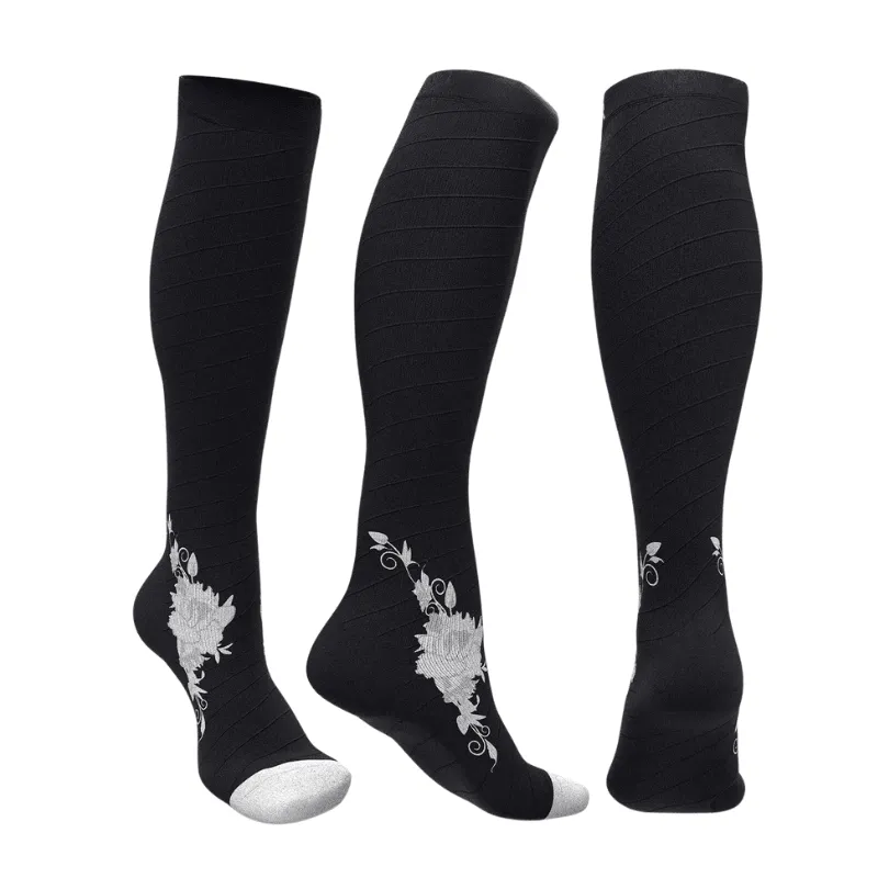 Floral Pattern Athletic Compression Socks – Style and Support