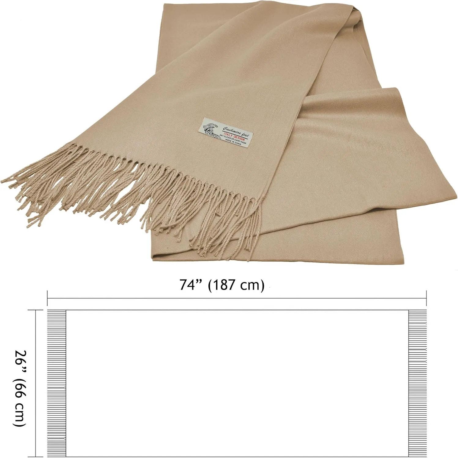 Glory Max Unisex Plain Solid Winter Scarf Cashmere Feel Oversized Soft Warm Shawl Wrap 74"x26"