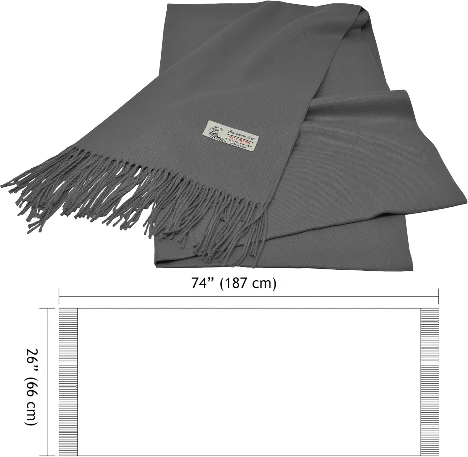 Glory Max Unisex Plain Solid Winter Scarf Cashmere Feel Oversized Soft Warm Shawl Wrap 74"x26"