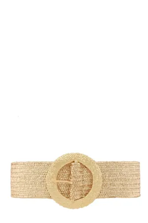Gold Metal Round Buckle Elastic Belt