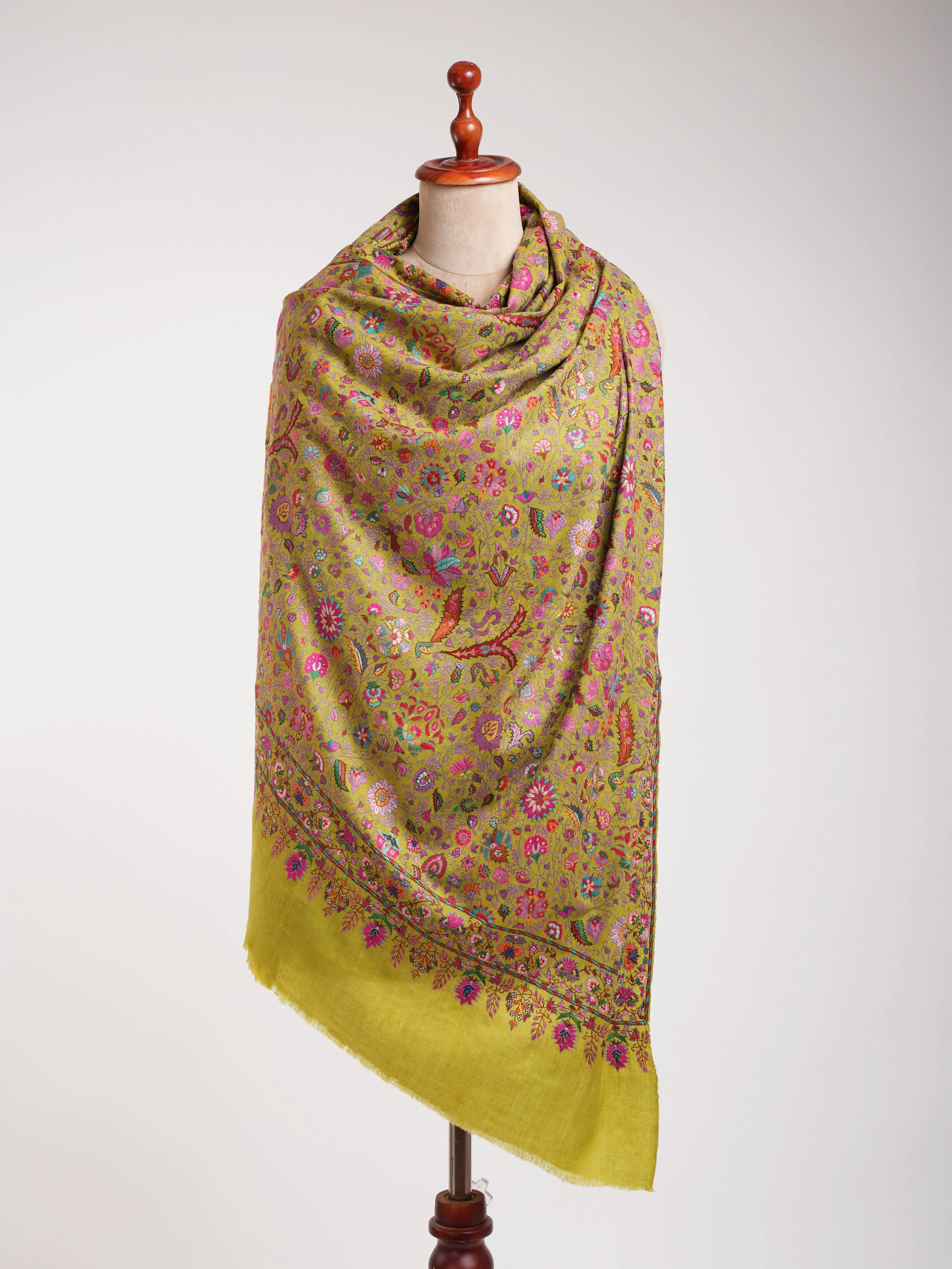 Golden Palm Handmade Indian Pashmina Jamavar Shawl