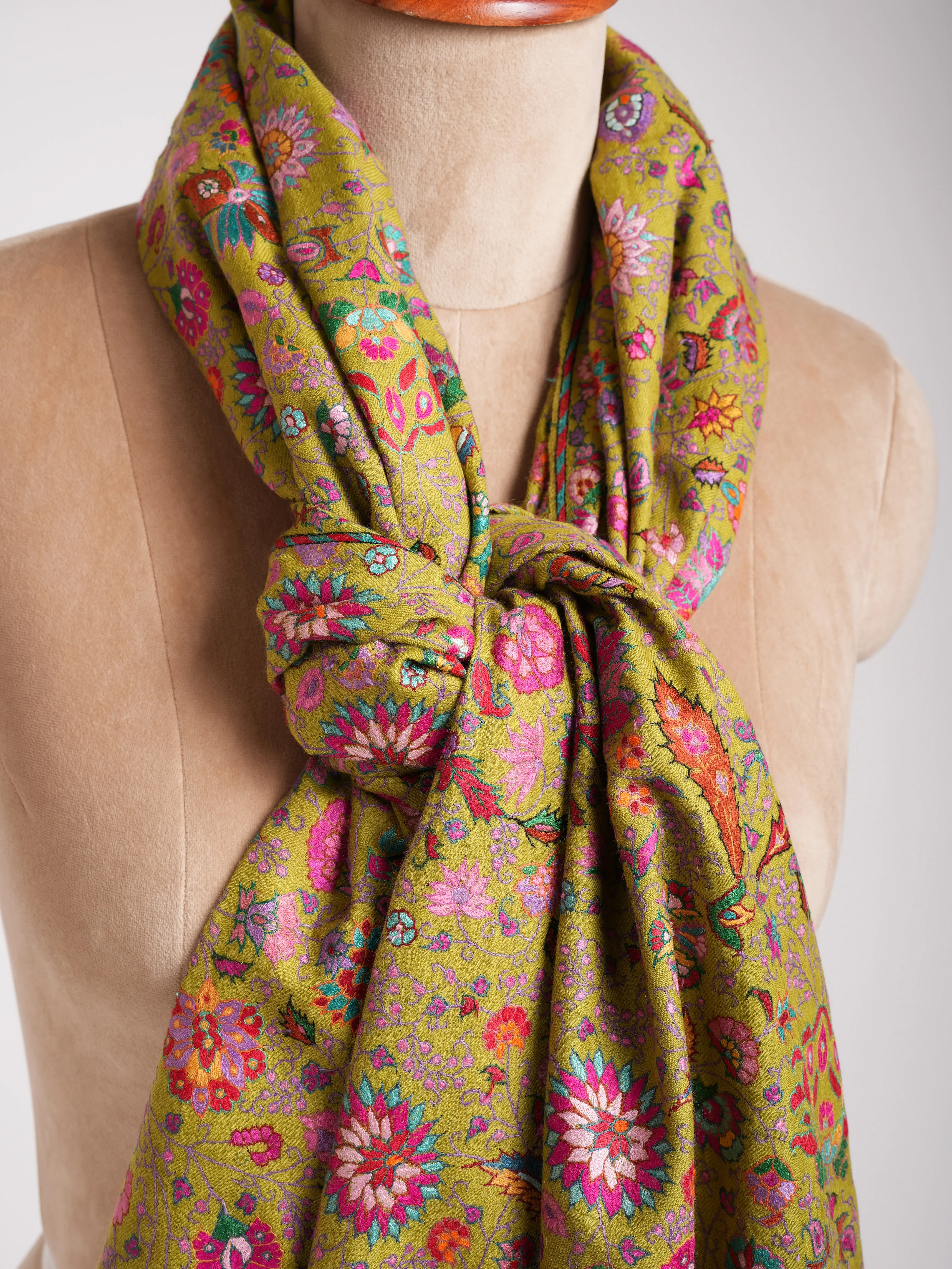 Golden Palm Handmade Indian Pashmina Jamavar Shawl