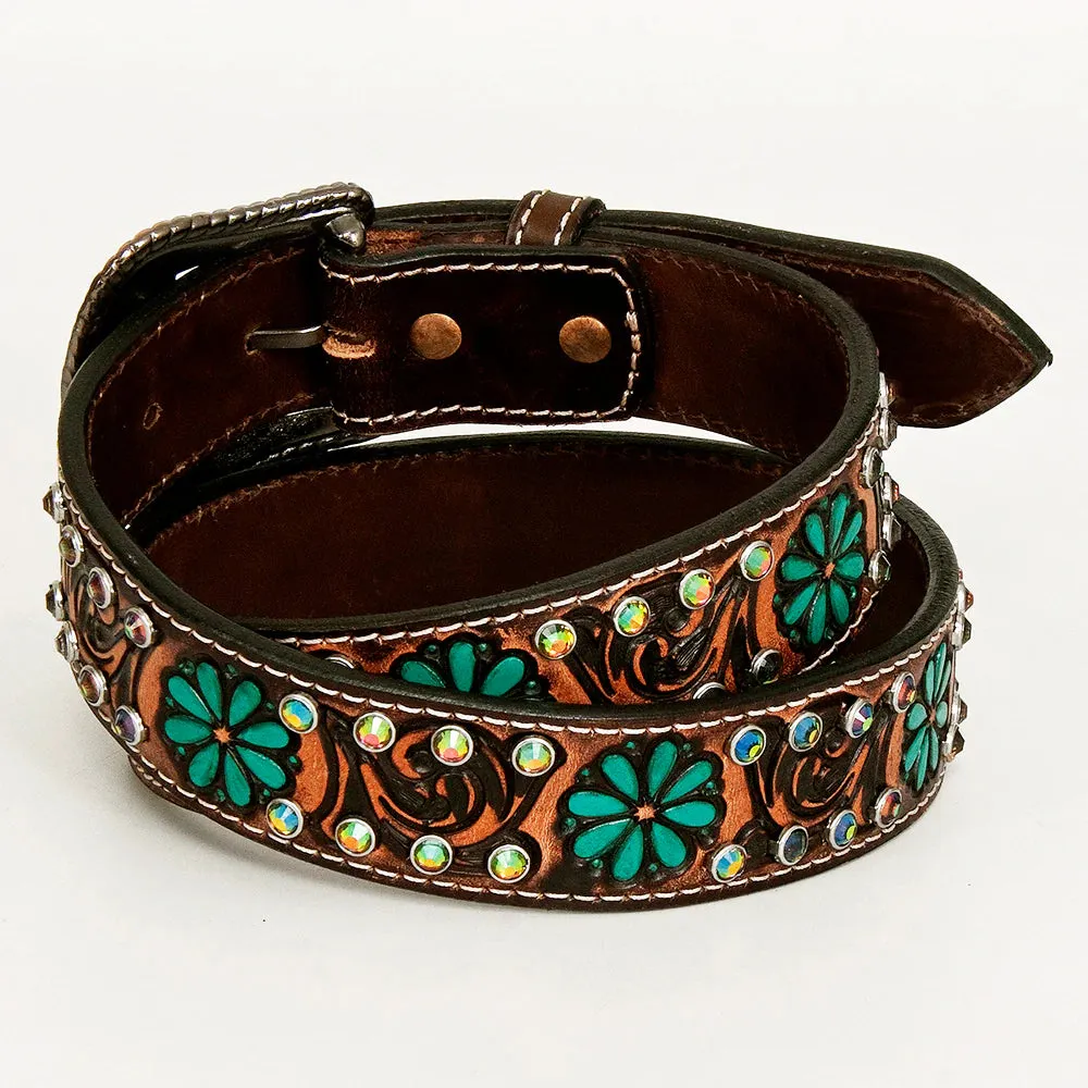 Hand Carved Western Leather Belt- Belts for Cowgirls