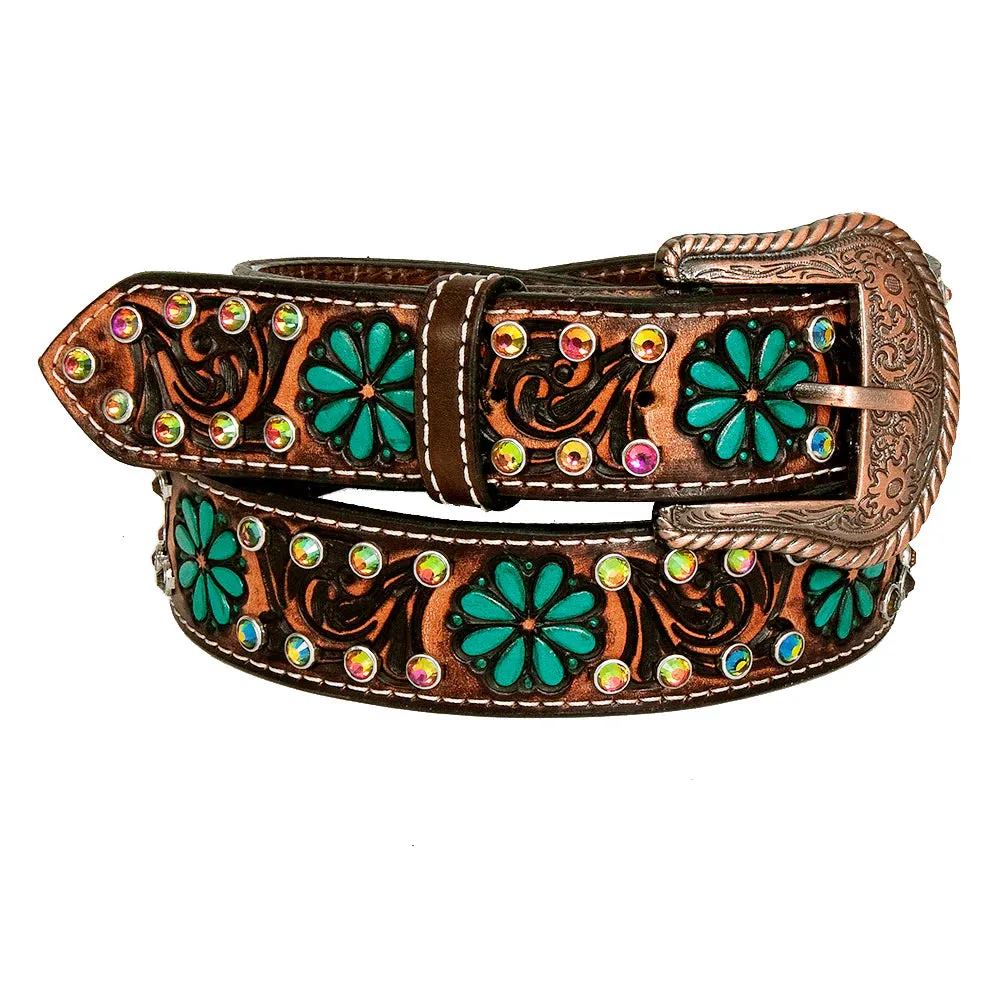 Hand Carved Western Leather Belt- Belts for Cowgirls