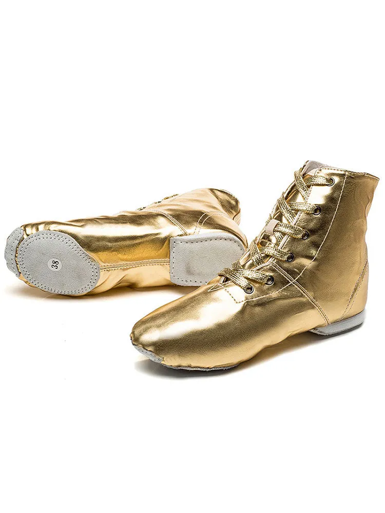 High Top Jazz Shoes Bright Leather Soft Sole Exercise Shoes