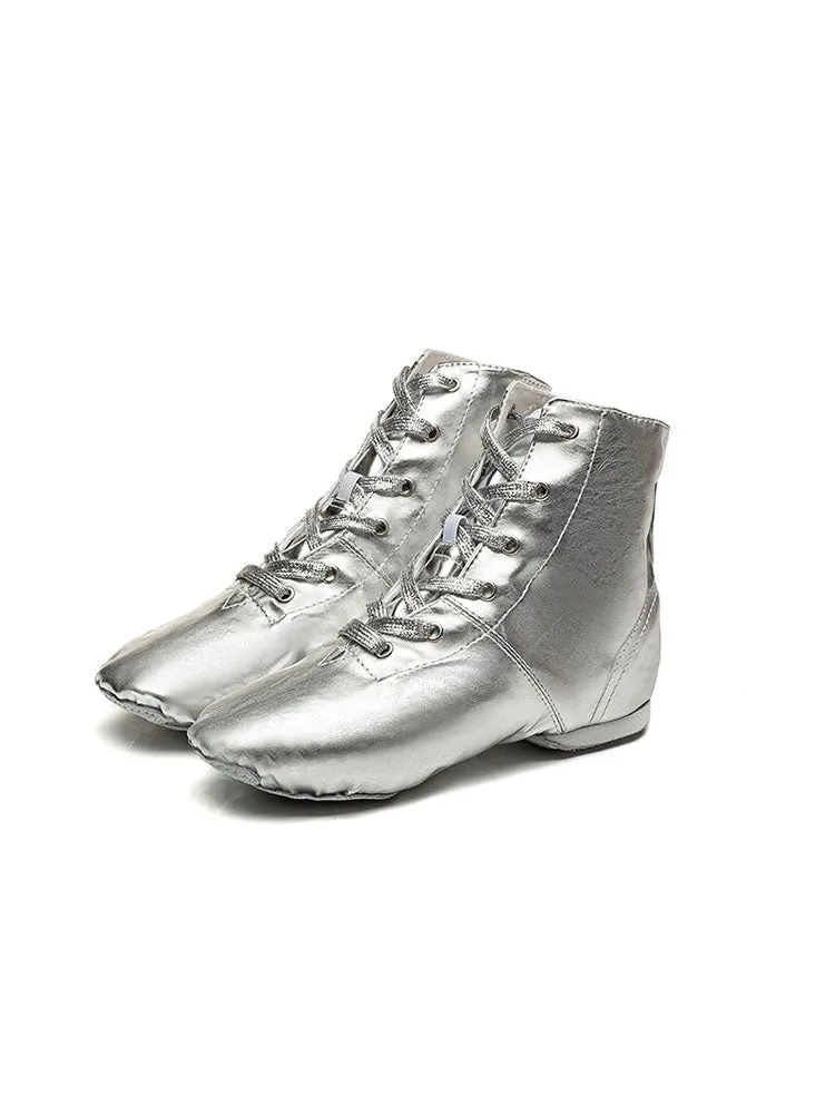 High Top Jazz Shoes Bright Leather Soft Sole Exercise Shoes
