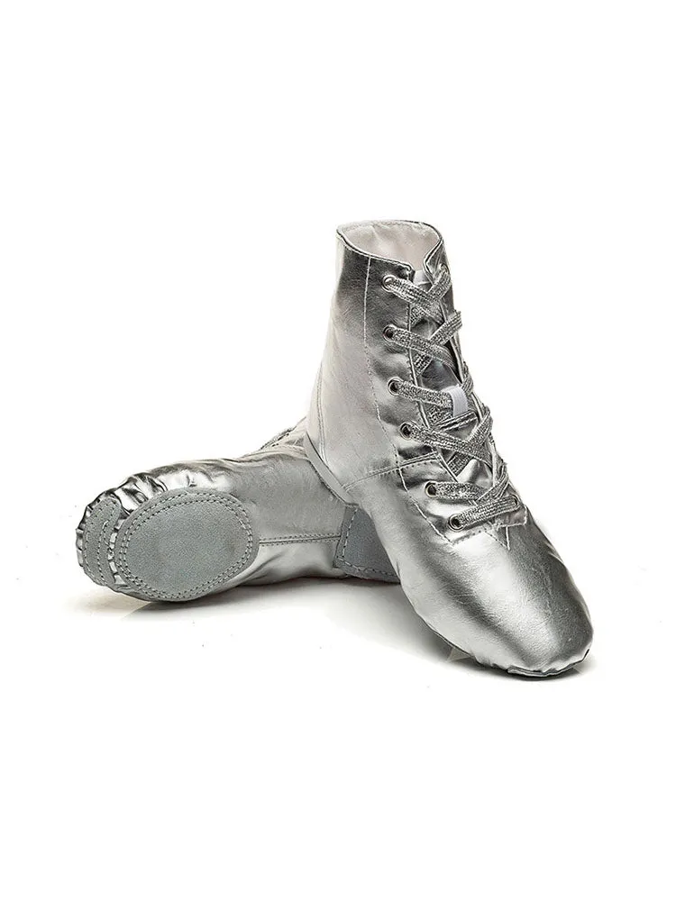 High Top Jazz Shoes Bright Leather Soft Sole Exercise Shoes