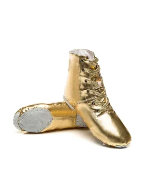 High Top Jazz Shoes Bright Leather Soft Sole Exercise Shoes