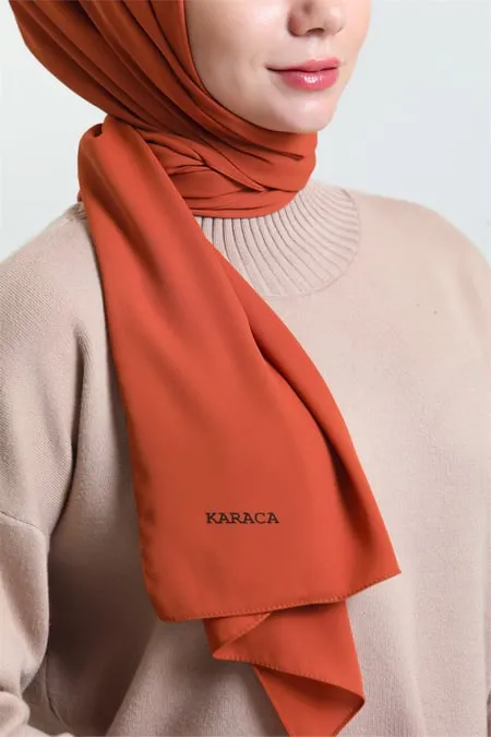 Hybrid Textured Chiffon Shawl - Terracotta