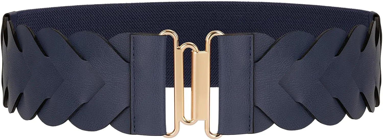 JASGOOD Women's Wide Elastic Belt Vintage Stretchy Belt for Dresses Braided Waist Belt