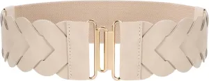 JASGOOD Women's Wide Elastic Belt Vintage Stretchy Belt for Dresses Braided Waist Belt