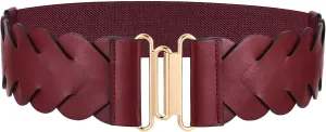 JASGOOD Women's Wide Elastic Belt Vintage Stretchy Belt for Dresses Braided Waist Belt
