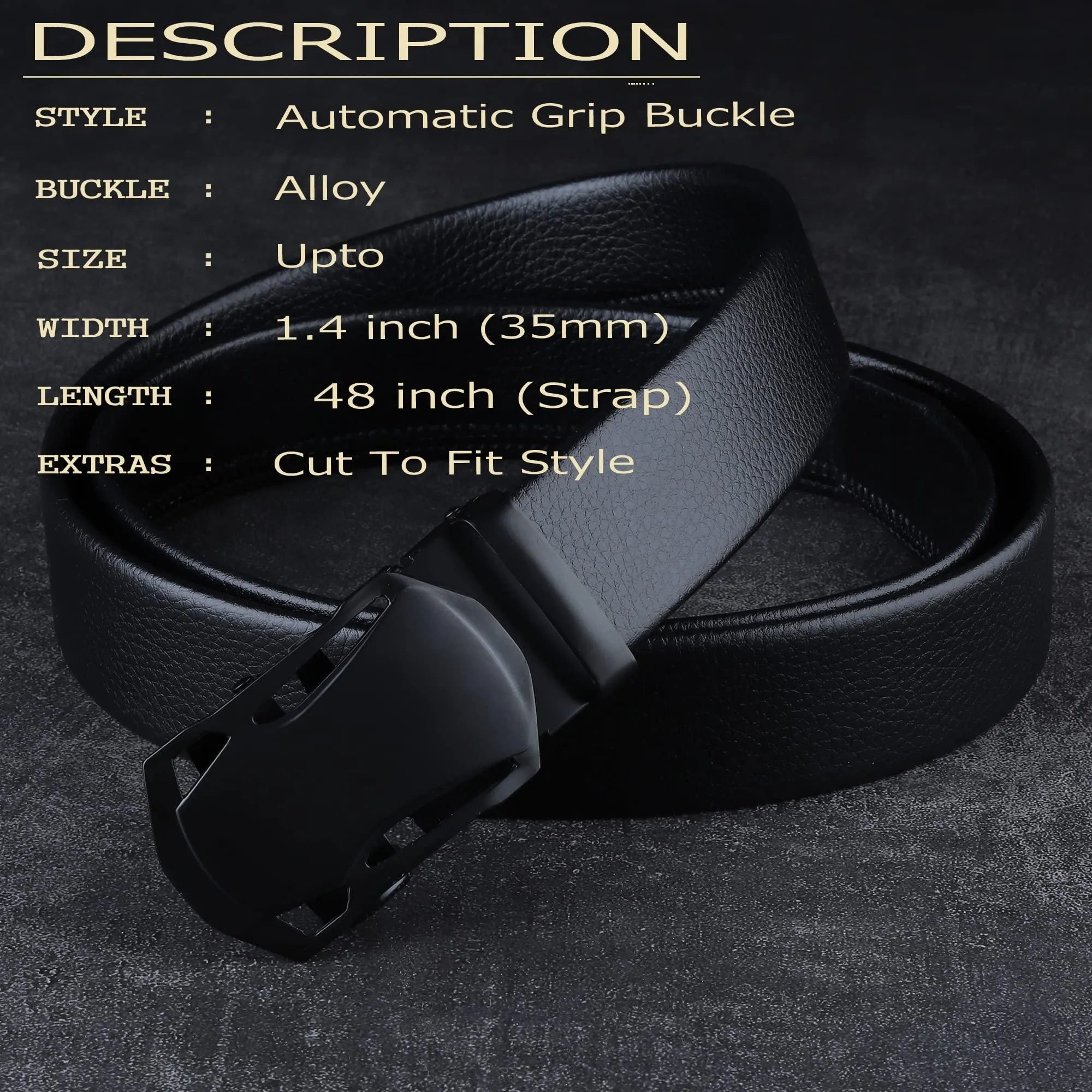 Jaxer Auto Adjust Black PU Leather Belt for Men and Boys - JXBLT110