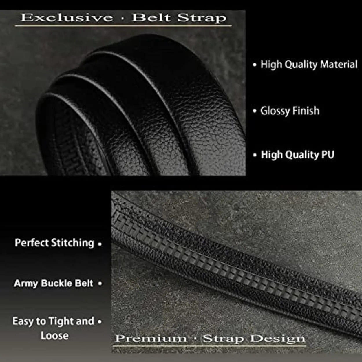 Jaxer Auto Adjust Black PU Leather Belt for Men and Boys - JXBLT110