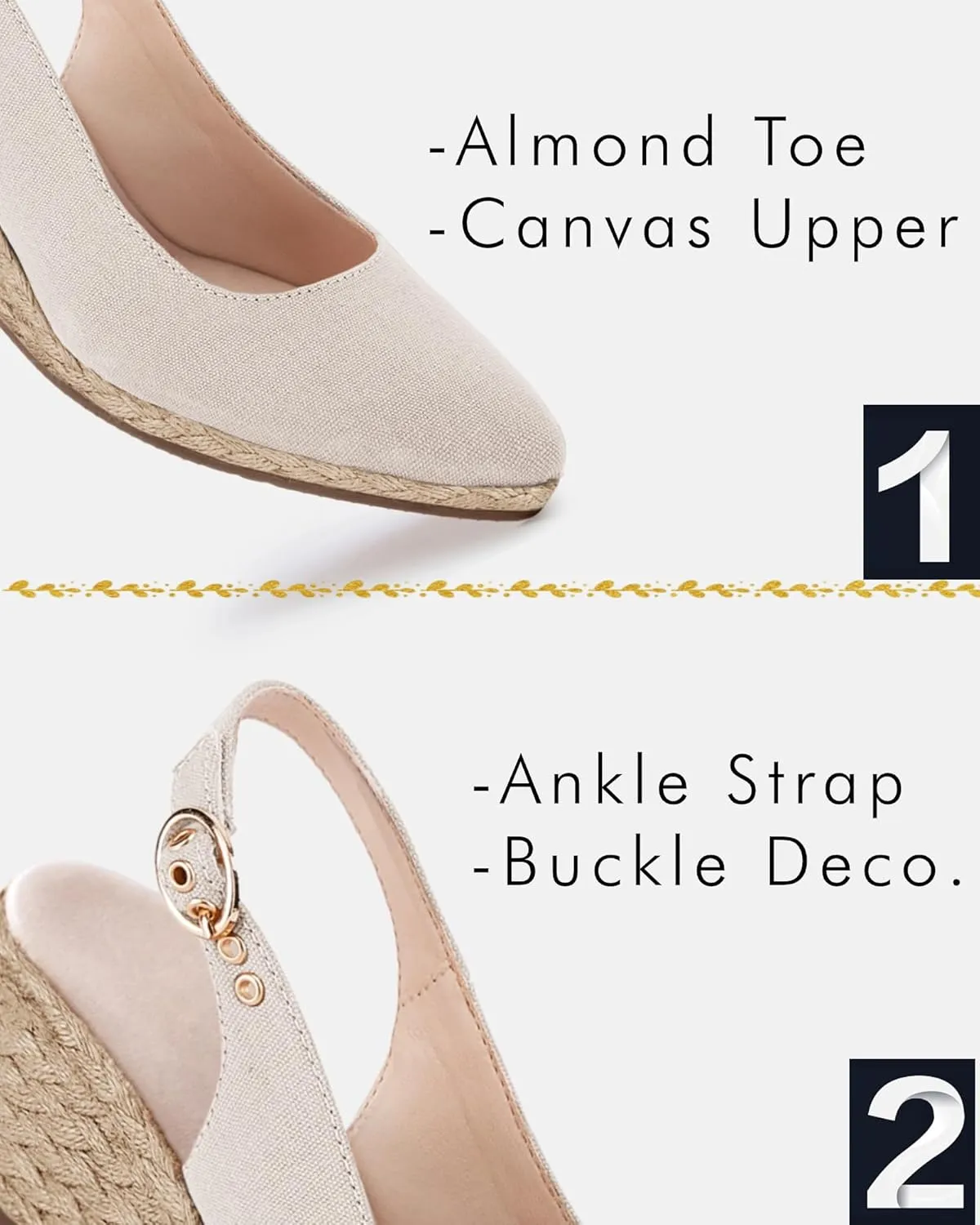 Juliet Holy Womens Wedge Sandals Espadrilles Closed Toe Slingback Buckle Strap Comfortable Casual Summer Wedges Shoes