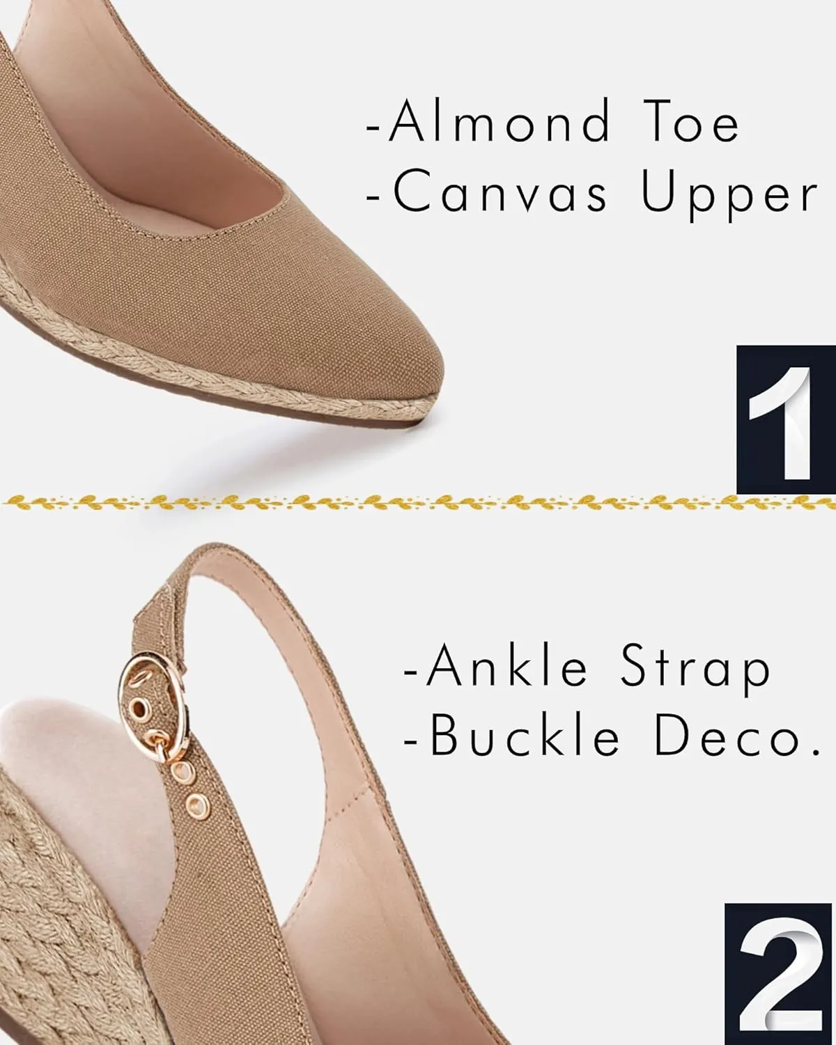 Juliet Holy Womens Wedge Sandals Espadrilles Closed Toe Slingback Buckle Strap Comfortable Casual Summer Wedges Shoes