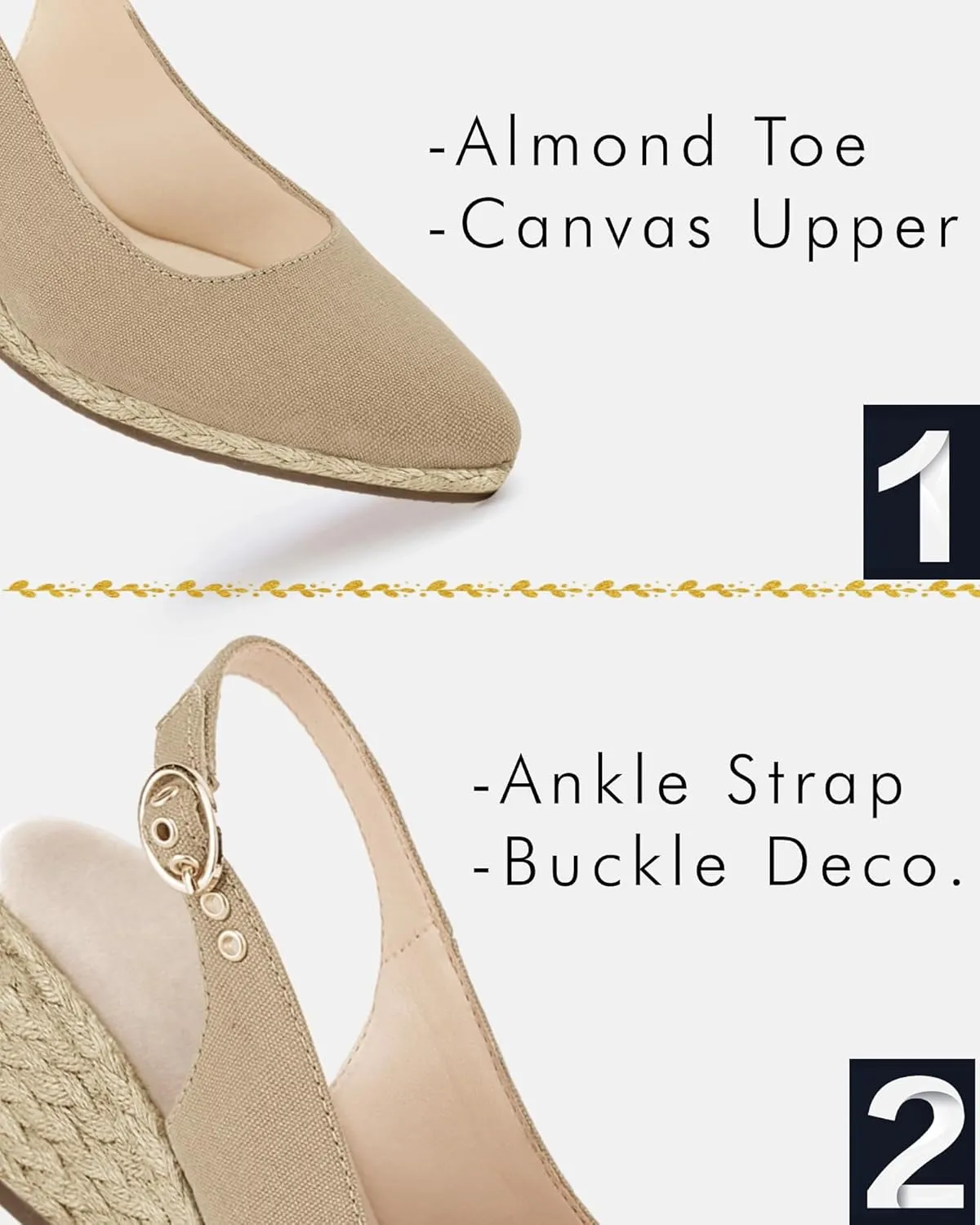 Juliet Holy Womens Wedge Sandals Espadrilles Closed Toe Slingback Buckle Strap Comfortable Casual Summer Wedges Shoes