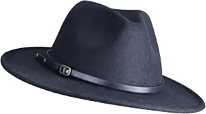 Kids-Girls Vintage Fedora-Hats Wide-Brim Felt-Panama with Leather-Belt Fedora-Hat
