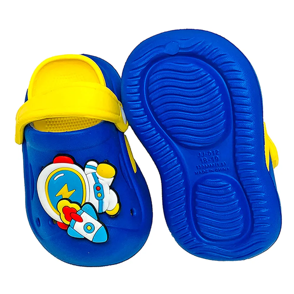 Little Surpise Box Blue & Yellow Spinning Rocket Slip On Clogs, Summer/Monsoon All Season Footwear For Toddlers & Kids