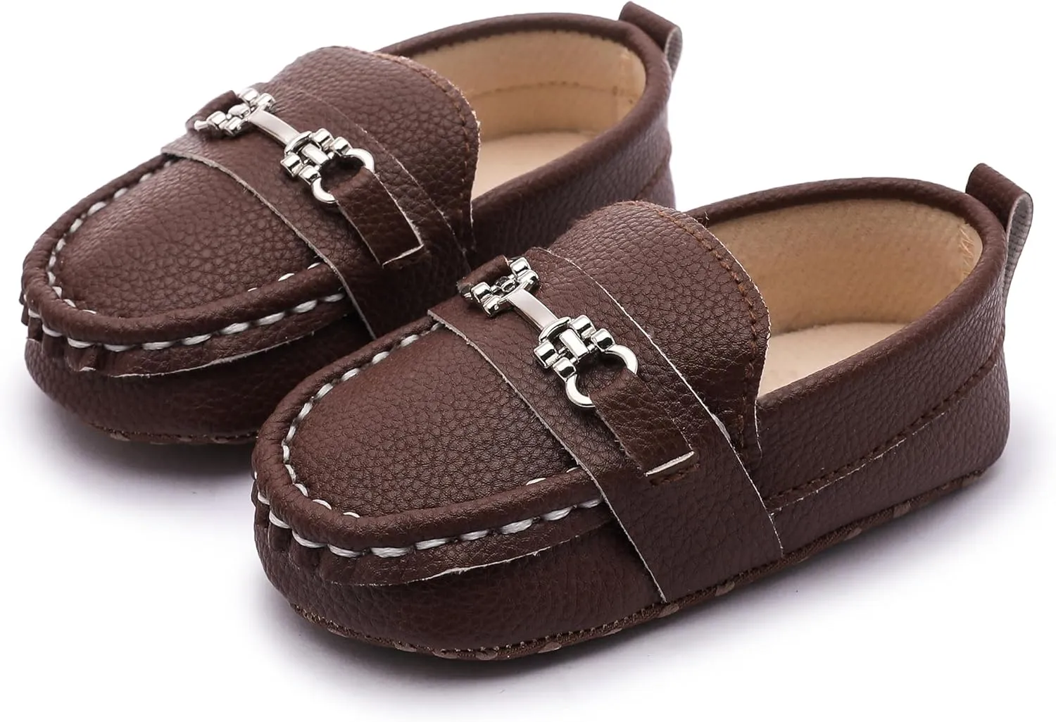 LONSOEN Baby Girls Boys Loafers Prewalker Dress Crib Shoes