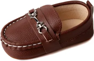 LONSOEN Baby Girls Boys Loafers Prewalker Dress Crib Shoes