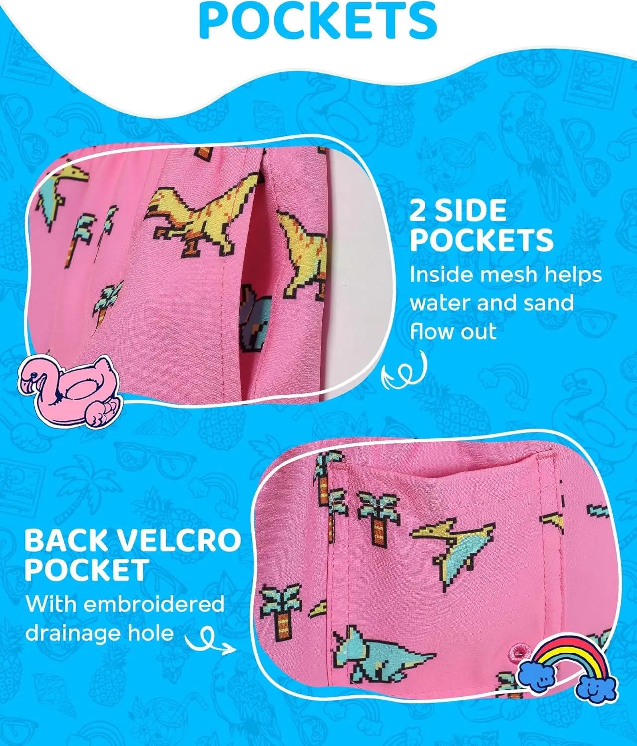 maamgic Boys Swim Trunks with Compression Liner 4-Way Stretch Quick Dry Bathing Suit Toddler Beach Shorts