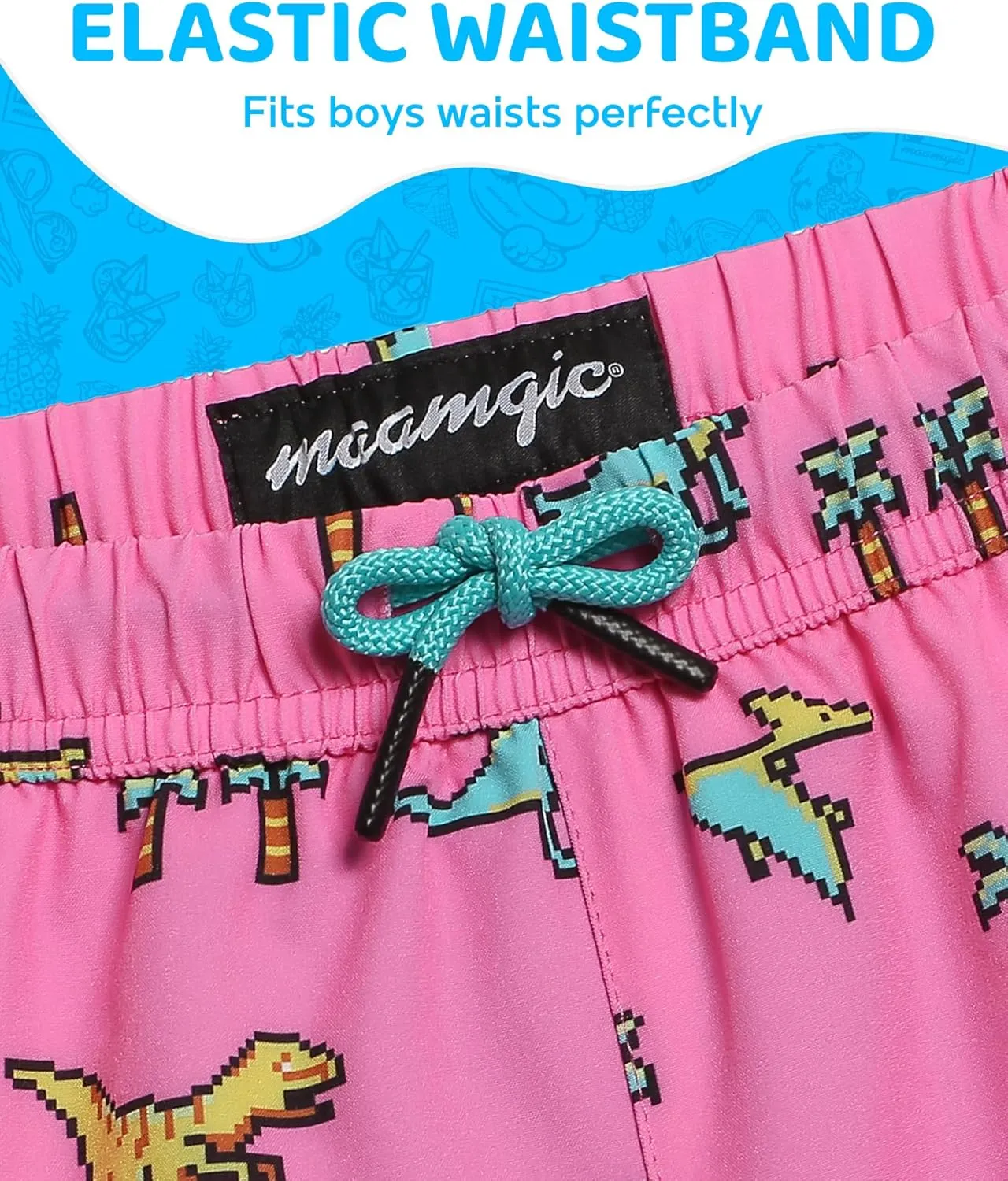 maamgic Boys Swim Trunks with Compression Liner 4-Way Stretch Quick Dry Bathing Suit Toddler Beach Shorts