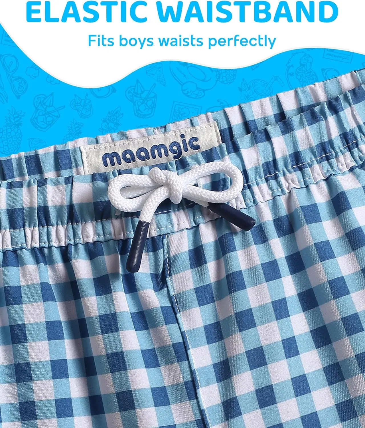 maamgic Boys Swim Trunks with Compression Liner 4-Way Stretch Quick Dry Bathing Suit Toddler Beach Shorts