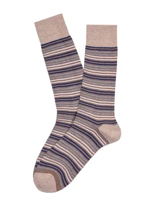 Marcoliani Pima Cotton Cappuccino Simple Stripe Socks