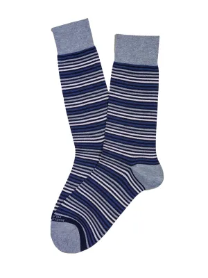Marcoliani Pima Cotton Navy Simple Stripe Socks