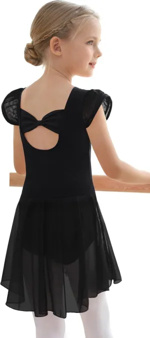 MdnMd Ballet Leotards with Skirt Toddler Girls Dance Ballerina Outfit Dresses Short Sleeve