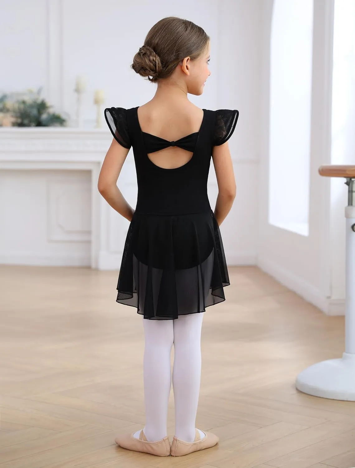 MdnMd Ballet Leotards with Skirt Toddler Girls Dance Ballerina Outfit Dresses Short Sleeve