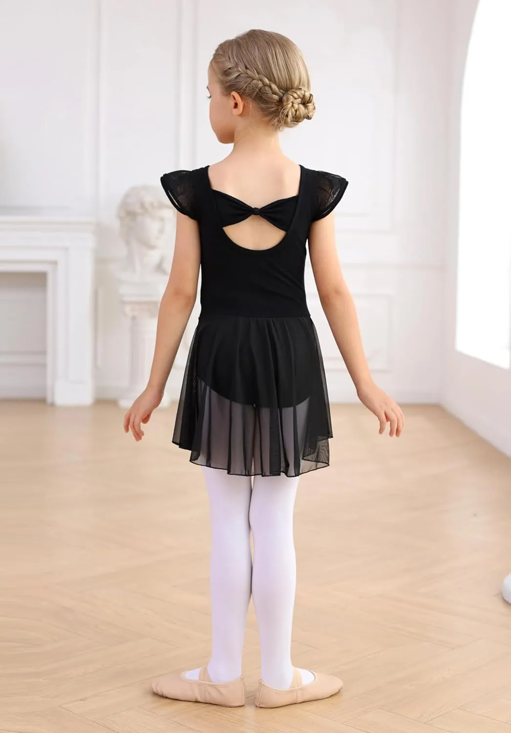MdnMd Ballet Leotards with Skirt Toddler Girls Dance Ballerina Outfit Dresses Short Sleeve