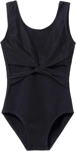 MdnMd Leotards for Girls Dance Ballet Gymnastics Sleeveless Tank with Mesh Cross Front