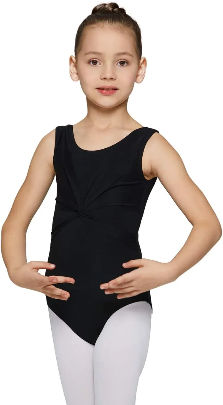 MdnMd Leotards for Girls Dance Ballet Gymnastics Sleeveless Tank with Mesh Cross Front