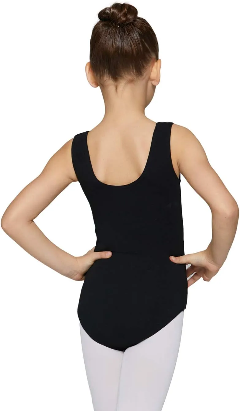 MdnMd Leotards for Girls Dance Ballet Gymnastics Sleeveless Tank with Mesh Cross Front