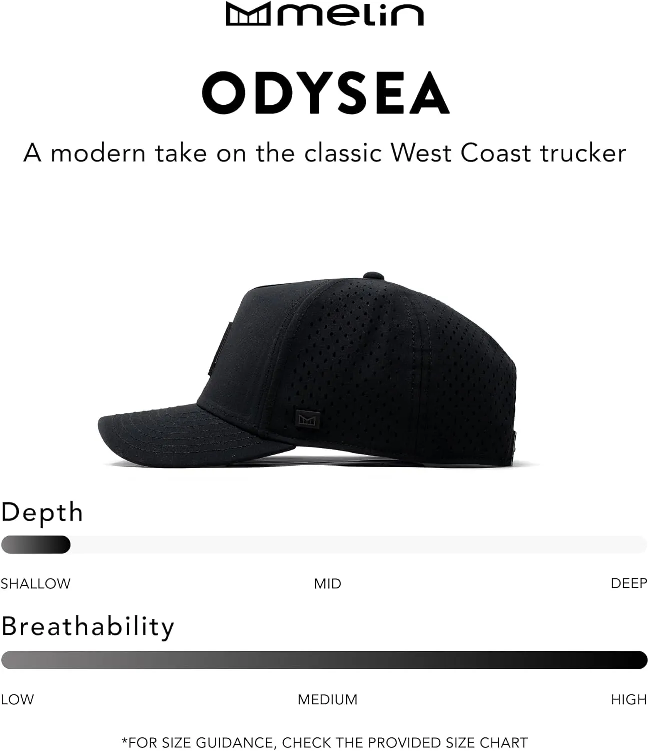 melin Odysea Stacked Hydro, Snapback Hats, Water-Resistant Baseball Caps for Men & Women, Golf, Running, or Workout Hat