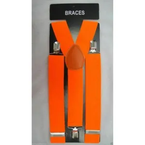 MEN ADJUSTABLE SLIM PRINTED BRACES TROUSER SUSPENDERS (Orange)