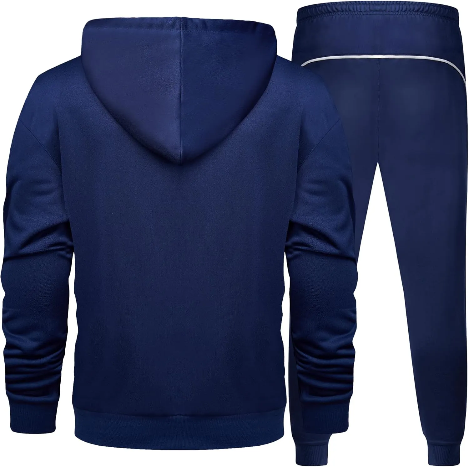 Men's Hooded Athletic Tracksuit Sweatsuit Long Sleeve Full-Zip Jogging Sweatpants 2 Piece Patchwork Sportsuits