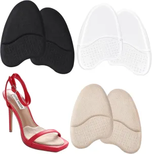 Metatarsal Pads for Women, Anti Sliding Foot Pads for Open Toe Shoes, Forefoot Pads for Women, Ball of Foot Cushions, Shoe Pads High Heel Cushion Inserts Women 3-Pair