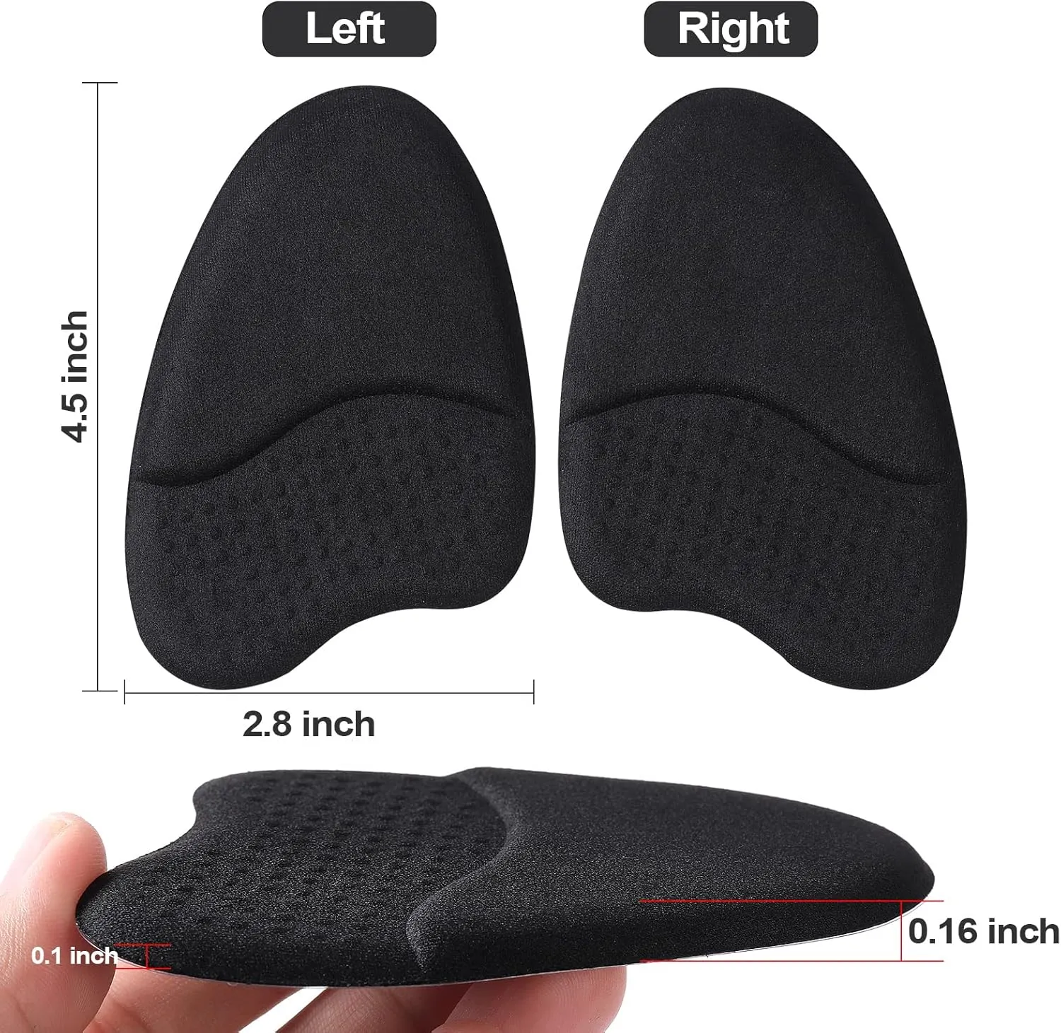 Metatarsal Pads for Women, Anti Sliding Foot Pads for Open Toe Shoes, Forefoot Pads for Women, Ball of Foot Cushions, Shoe Pads High Heel Cushion Inserts Women 3-Pair