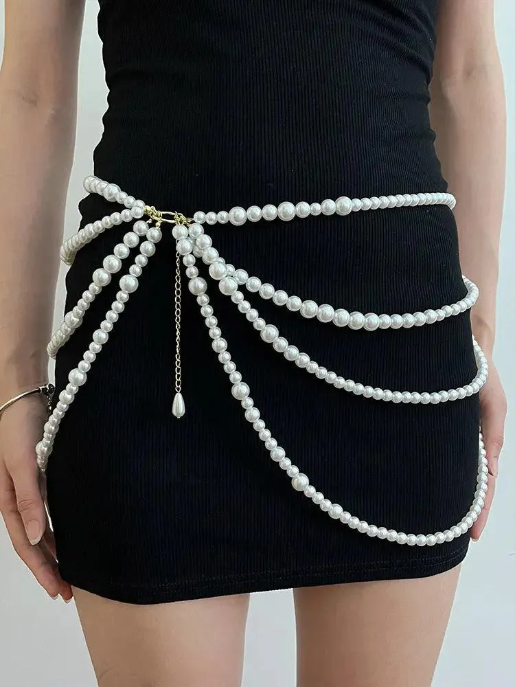 Multi Layer Pearl Waist Chain