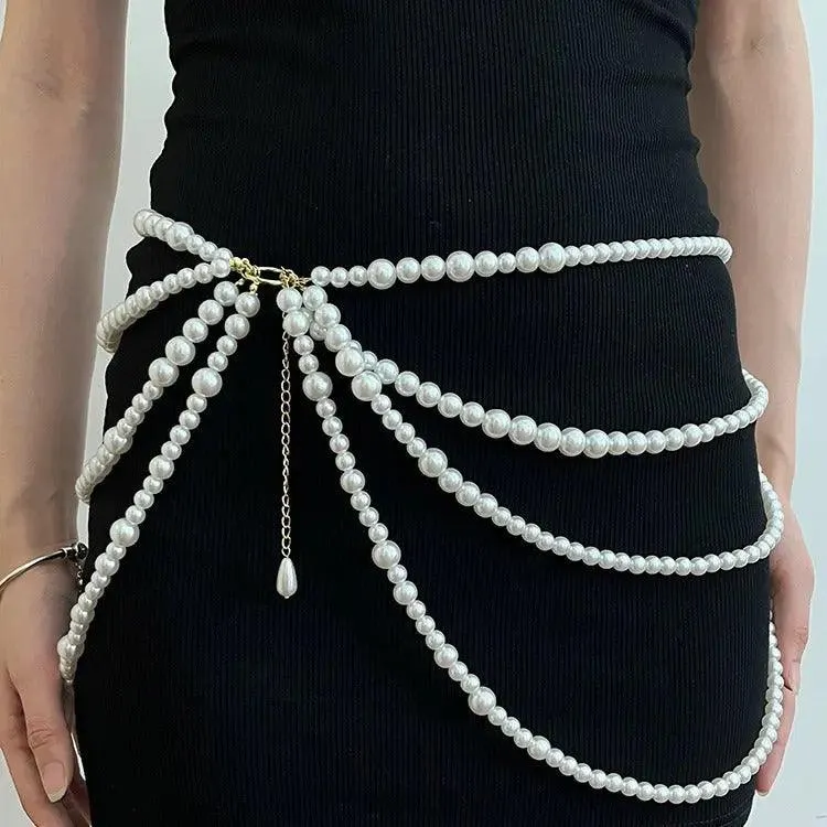 Multi Layer Pearl Waist Chain