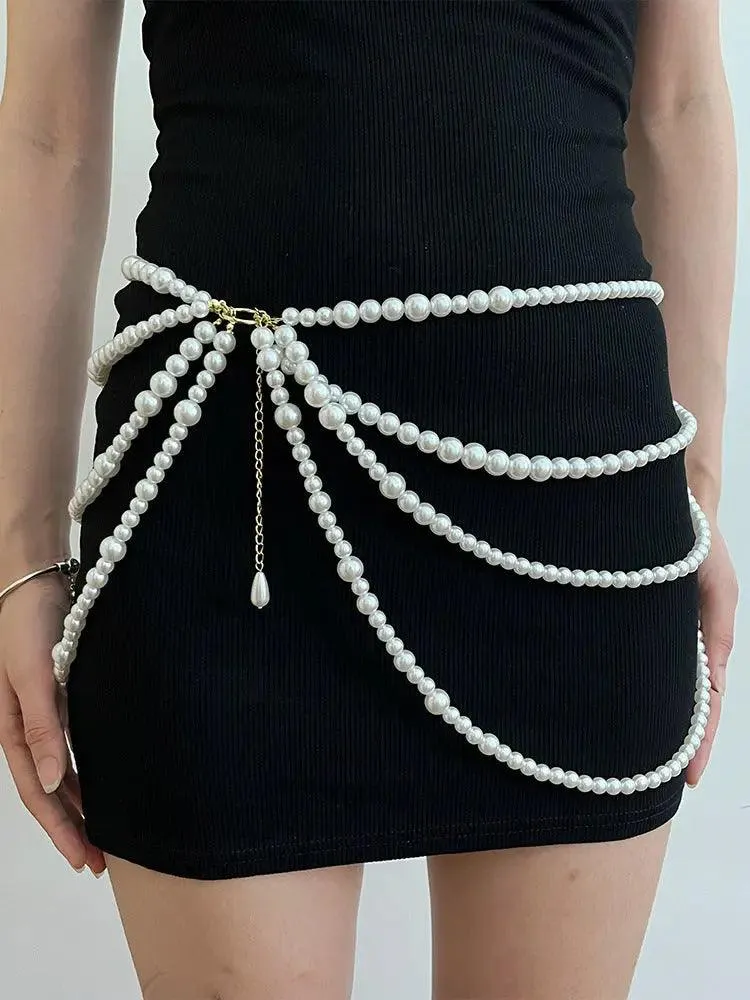 Multi Layer Pearl Waist Chain
