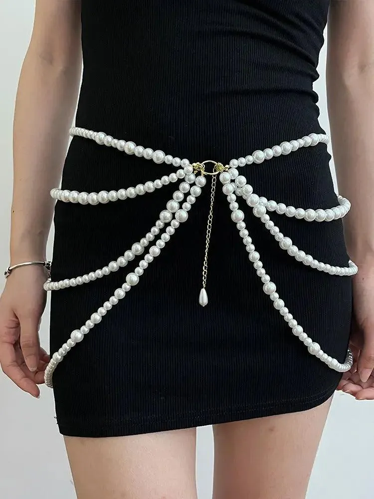 Multi Layer Pearl Waist Chain