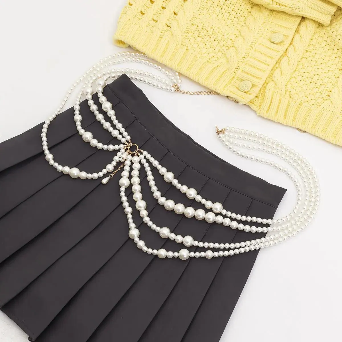 Multi Layer Pearl Waist Chain