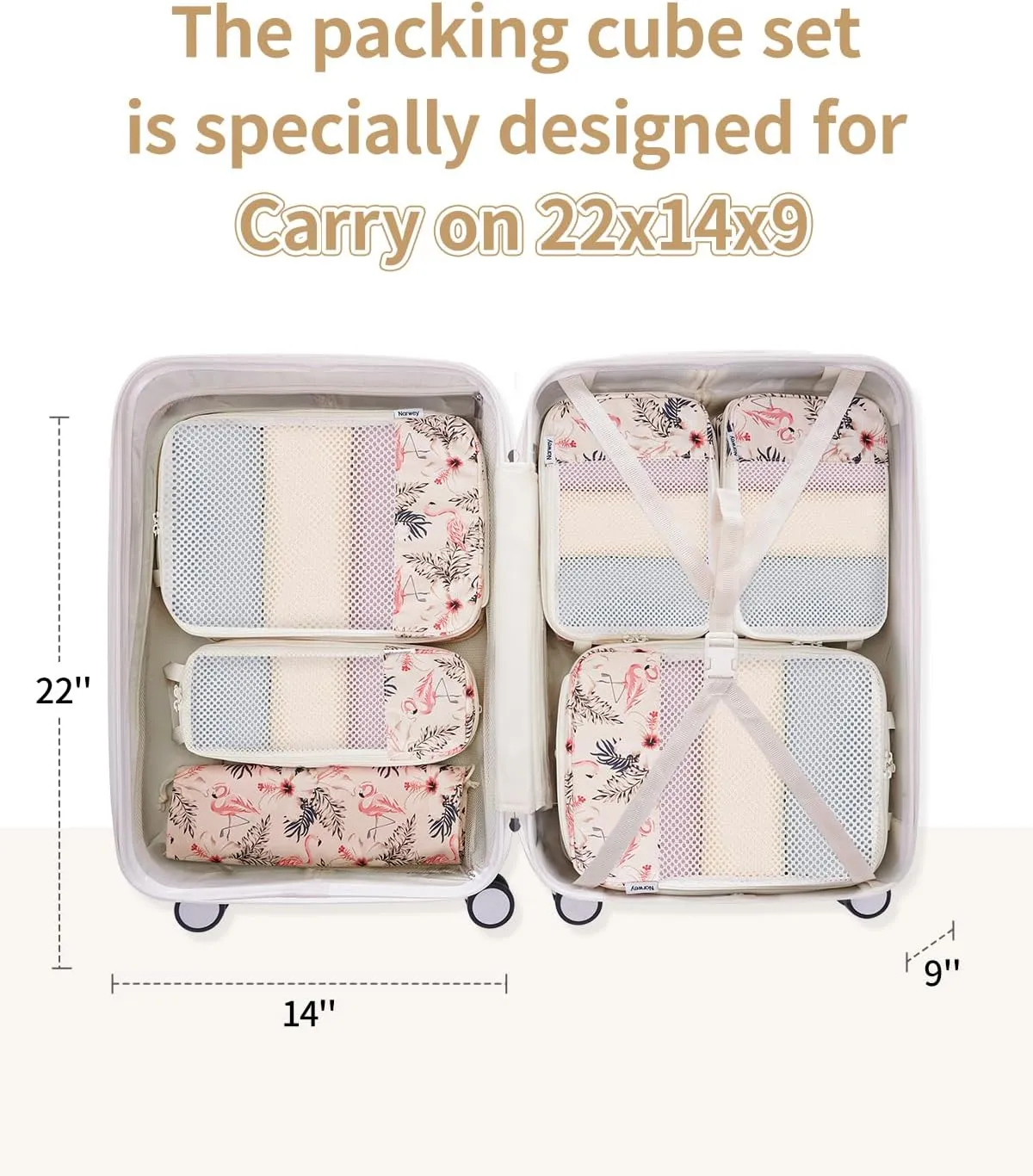 Narwey 6 Set Compression Packing Cubes Travel for Carry on Women, Packing Organizers Bag for Backpack Luggage Suitcase Duffle Bags