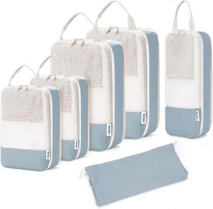 Narwey 6 Set Compression Packing Cubes Travel for Carry on Women, Packing Organizers Bag for Backpack Luggage Suitcase Duffle Bags