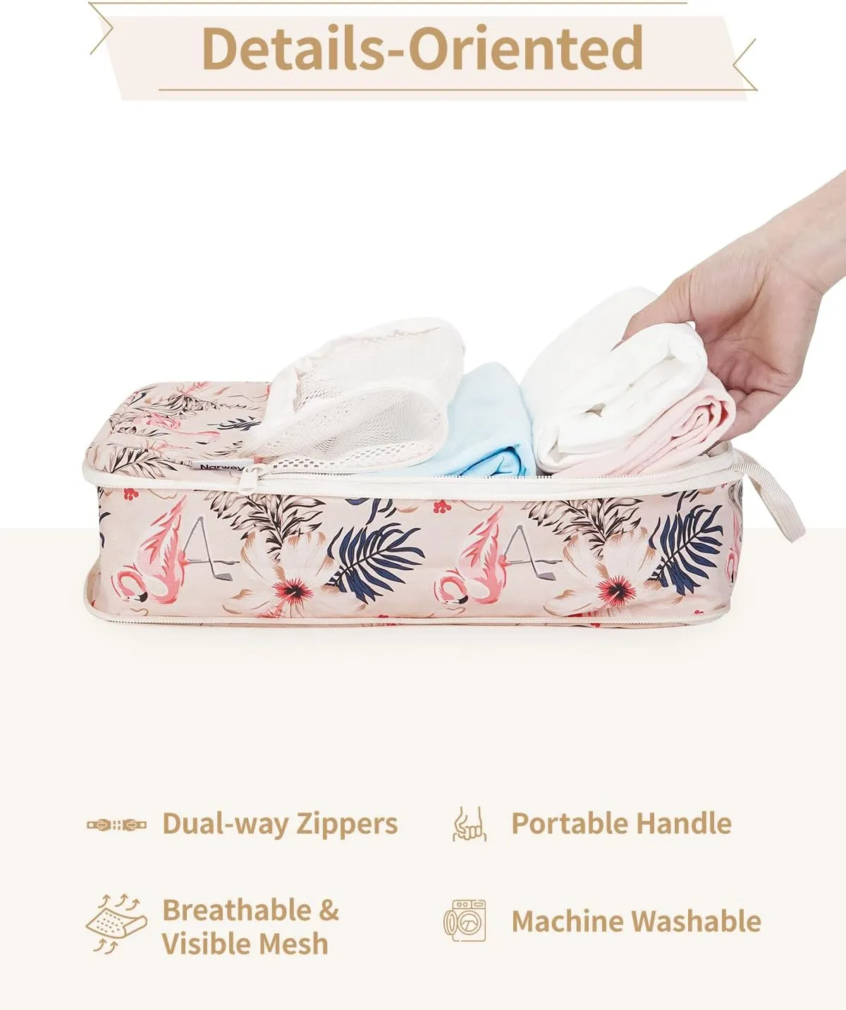 Narwey 6 Set Compression Packing Cubes Travel for Carry on Women, Packing Organizers Bag for Backpack Luggage Suitcase Duffle Bags